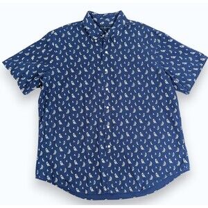 Ralph Lauren XXL Nautical Sailboat Button Down Short Sleeve Men's XXL Gold Y2K